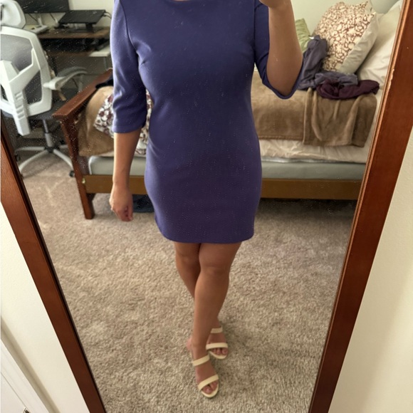 Charming Charlie Purple Sheath Dress Scoop Neck 3/4 Sleeve - Picture 3 of 4